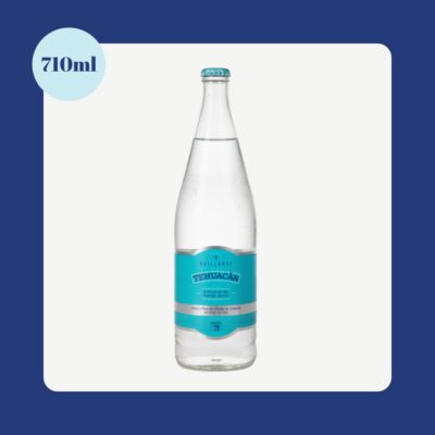 Tehuacán Brillante Sparkling Natural Mineral Water 710ml glass bottle product image on a white background.