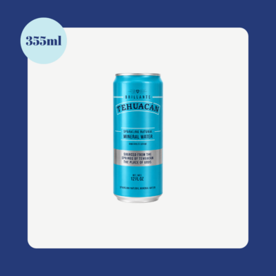 Tehuacán Brillante Original sparkling natural mineral water 355ml can sourced from the springs of Tehuacán, Mexico.