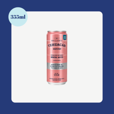 Tehuacán Brillante Grapefruit sparkling natural mineral water 355ml can from Tehuacán, Mexico with naturally sourced mineral-rich water